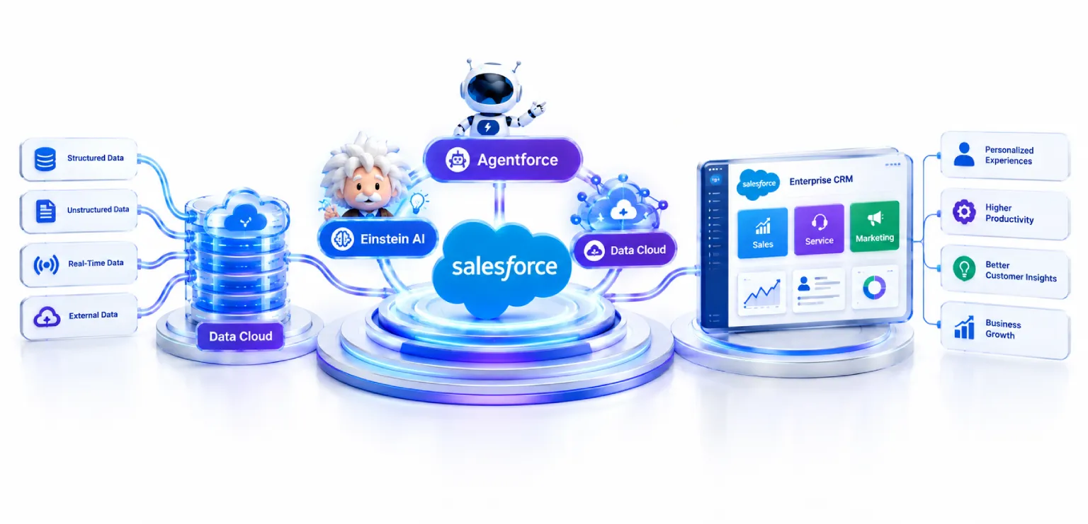 AI-Powered Salesforce: Agentforce, Einstein & Data Cloud for Enterprise CRM